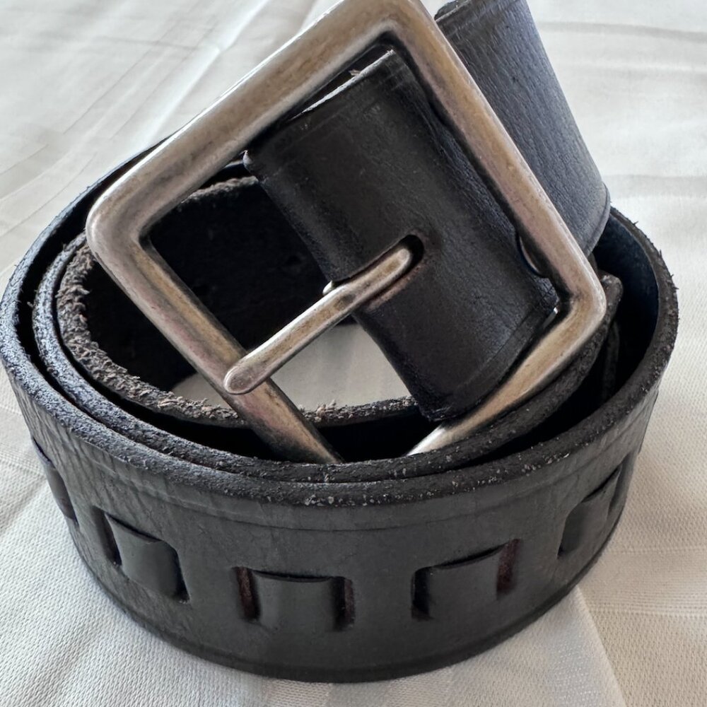 Black Leather Belt, by BARNEY'S NEW YORK